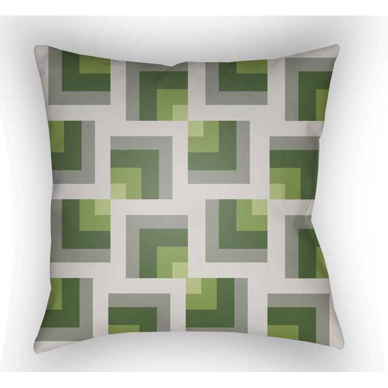 Moderne Geometric Outdoor Throw Pillow, 20" H x 20" W x 5" D, Light Blue/Green