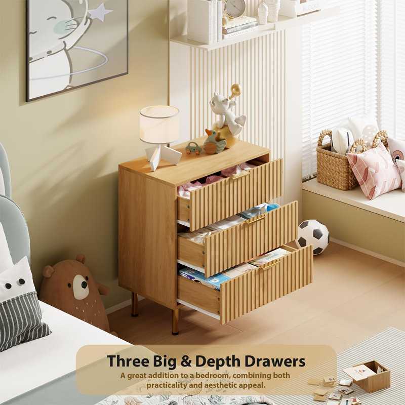 70.1cm W 3 - Drawer Chest of Drawers, Yellow