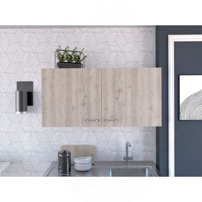 Napoles Wall Cabinet, Two Shelves, Double Door -White / Light Gray