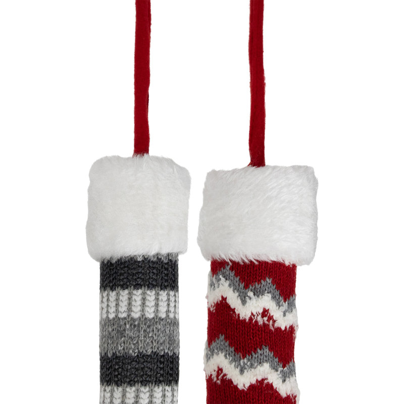 Ensemble de 2 piqûres de Noël en peluche 30 pi gris et rouge