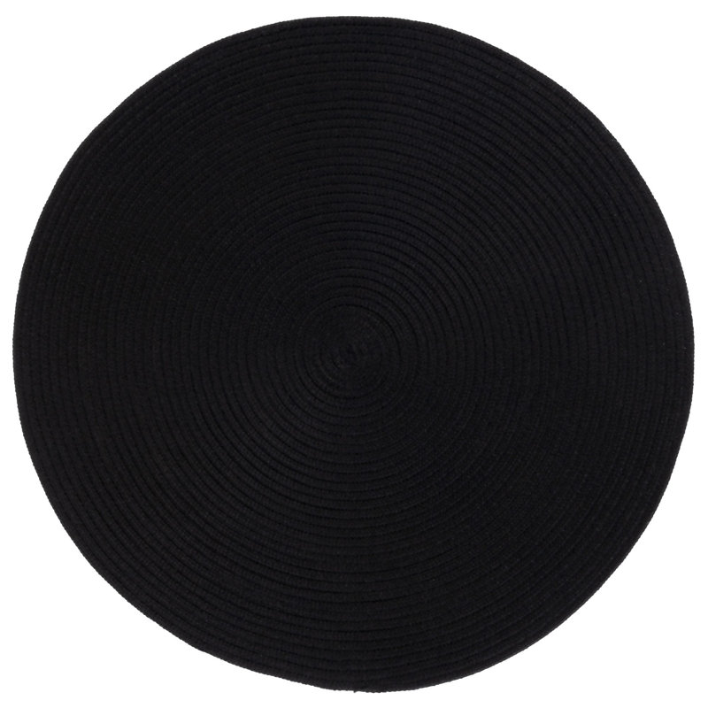 Tapis de couleur unie tressé tissé à la main, Rond 4 pi