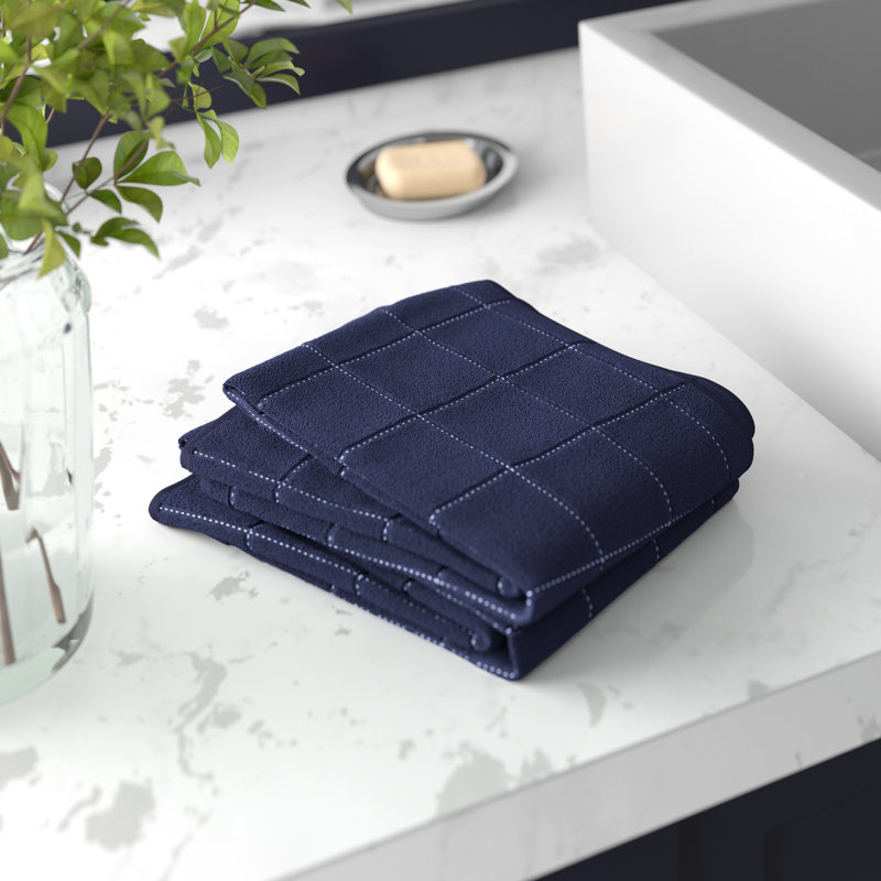 Ensemble de 4 serviettes 100% coton Amaarah, Bleu, Bath Towels - 2 Pack