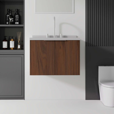 Meuble-lavabo flottant avec lavabo et portes à fermeture en douceur