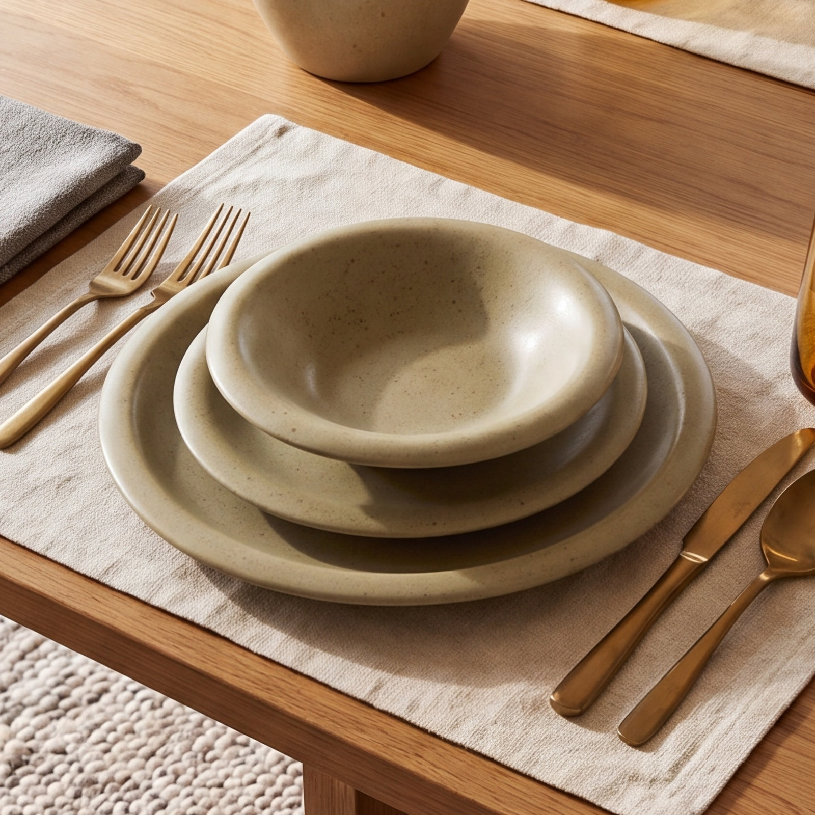 Aro Stoneware Dinnerware Set, Green