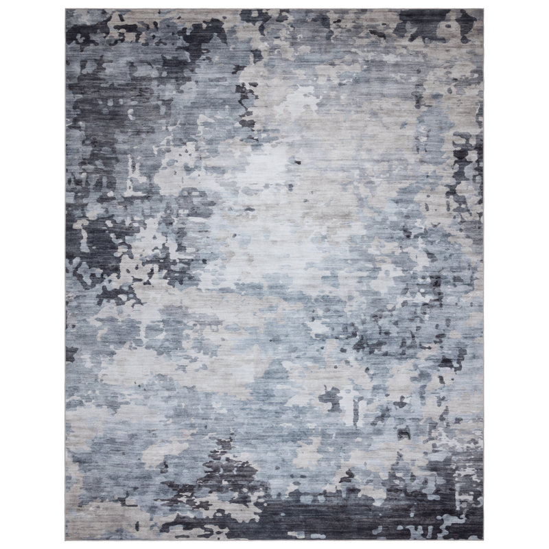Tapis gris anthracite ivoire lavable à la machine Rayna Kaori, Rectangulaire 8 pi x 10 pi