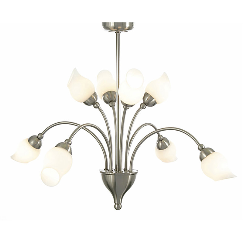 Kissinger 8 - Light Shaded Chandelier, Satin Chrome