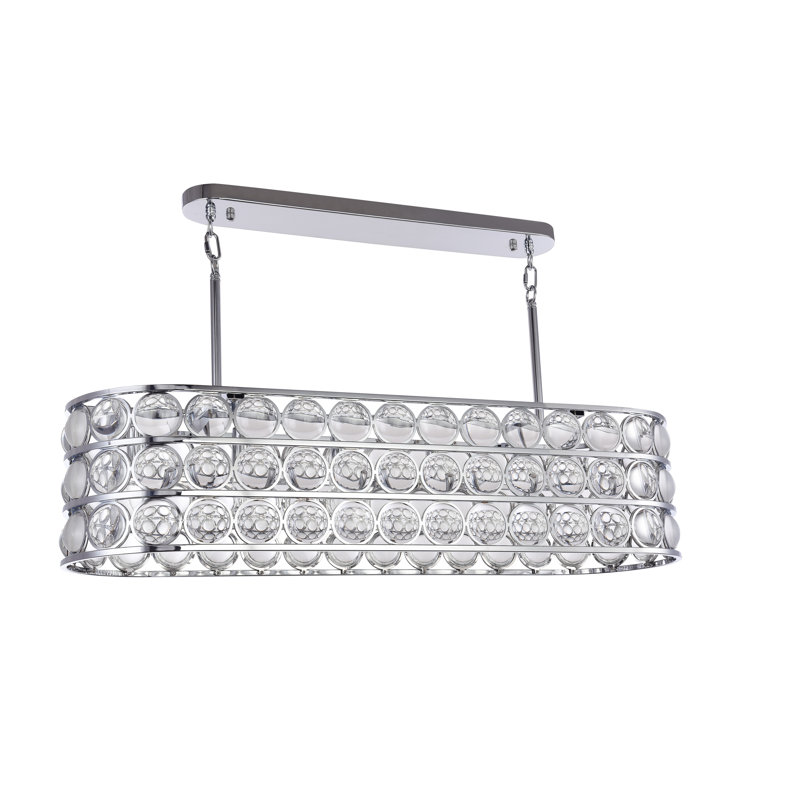 Lustre d'appoint en verre transitionnel 6 lumières, Chrome