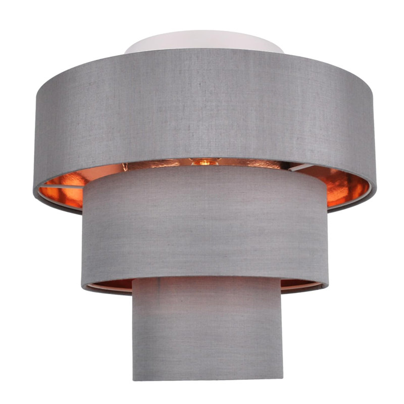 Desmon Fabric Semi Flush Mount, Grey/Copper
