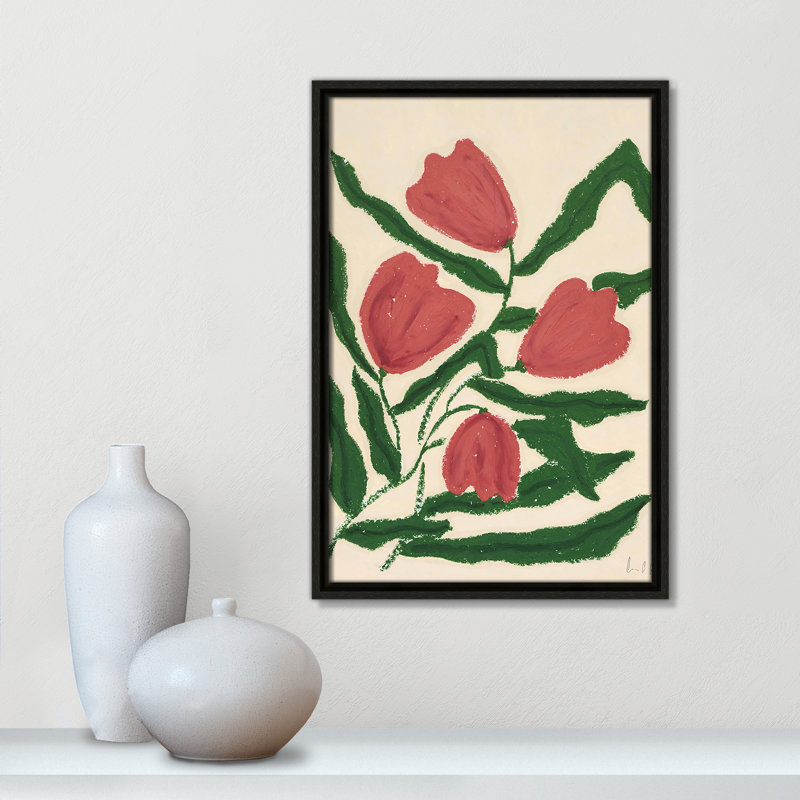«Colette Red Tulips Print» par Camilla Bergqvist, Espresso, H 19,5 po x l 13,5 po