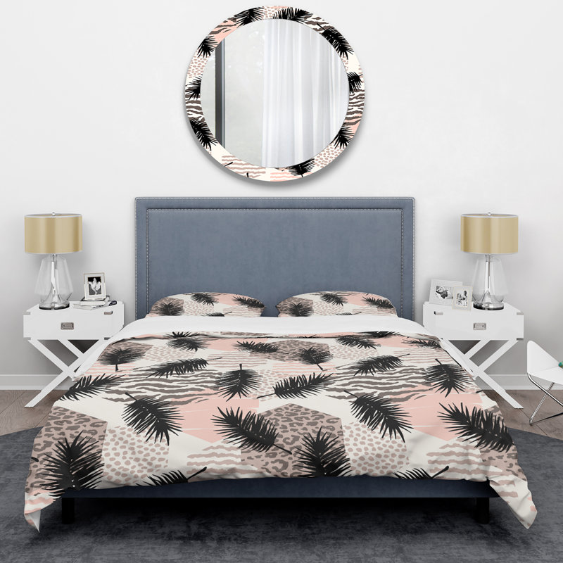 Ensemble de housse de couette en microfibre noir / beige 2 pièces