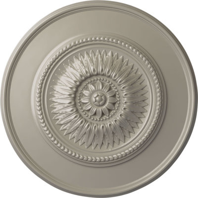 Endurathane Floral Ceiling Medallion, 23 1/2"OD x 2 3/4"P, Hand-Painted Pearl White Finish