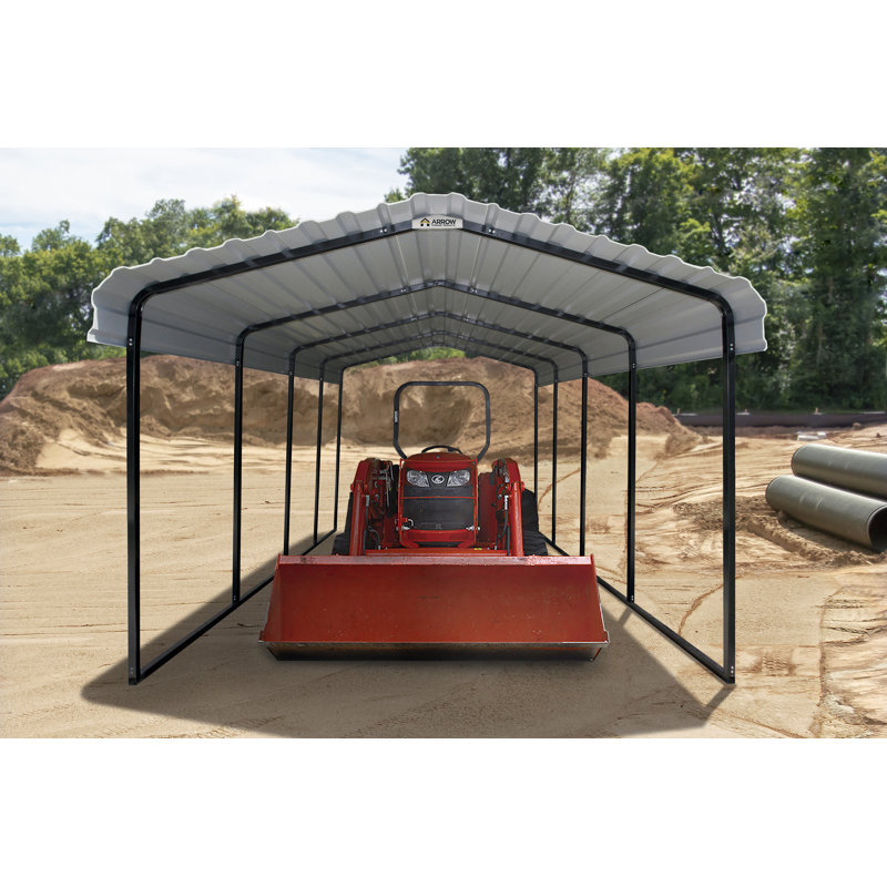 12' x 20' Charcoal Galvanized Steel Carport Shelter