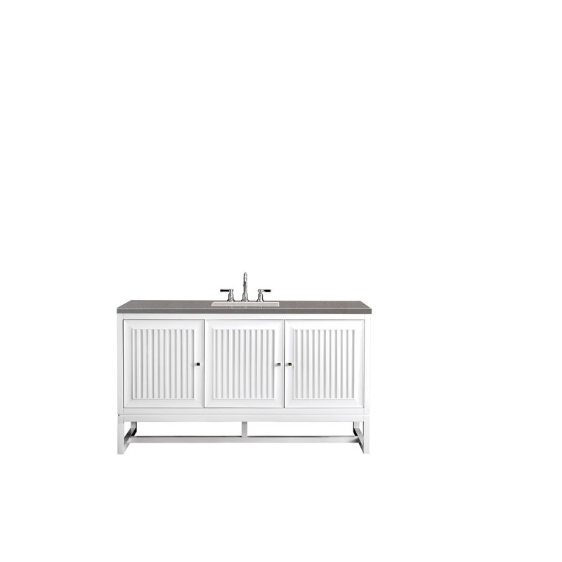 Athens 60'' W Single Vanity, Carrara White, Glossy White, 8" Widespread