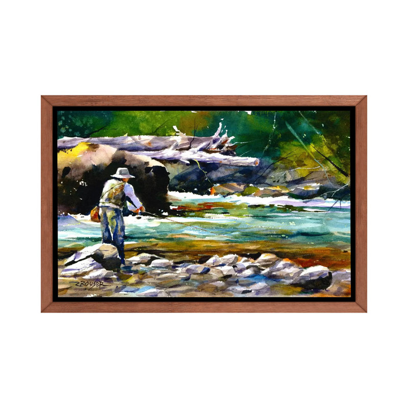 " Fishing " by Dean Crouser, 18" H x 26" W x 1.5" D, Classic Wood Frame