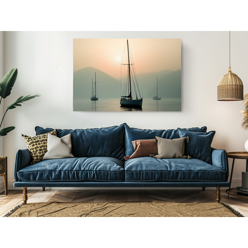 «Ocean with Yatchs», impression d'art mural moderne pour la maison et le bureau, H 16 po x l 24 po