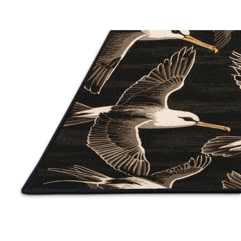 Washable Wilson's Storm Petrel Birds Area Rug, Square 7'