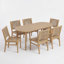 Ensemble repas d'extérieur en bois d'acacia 6 personnes avec osier tissé à la main Solvire-128837936