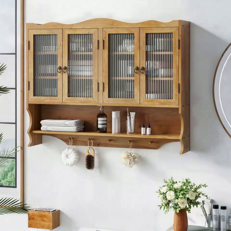 Armoire murale 39,37 "Retro 4 portes, Naturel
