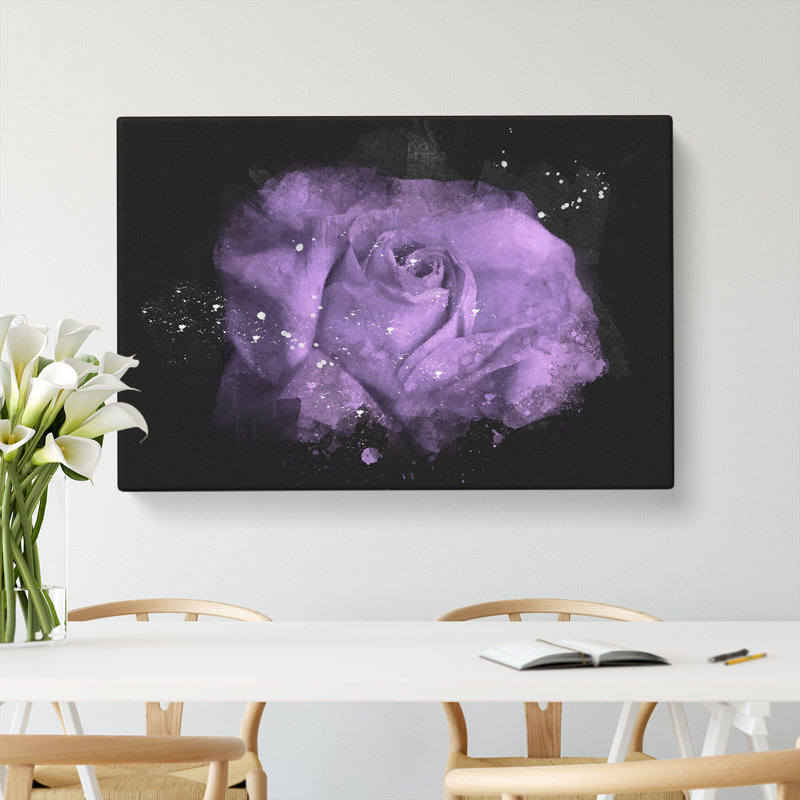 Lone Purple Rose - Wrapped Canvas, 60cm H x 91cm W x 4cm D