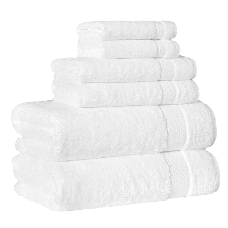 STARLIGHT 6 Piece Turkish Cotton Towel Set, White