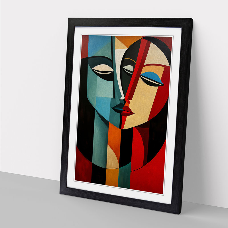 Two Women in Love Constructivism - Framed Print, Black , 34cm H x 25cm W x 2cm D