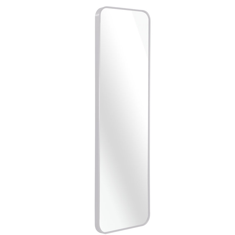 47x14in Silver Rectangular Door Mirror - Hd Glass, Rust Aluminum Alloy Frame, Feature 47 X 14in Doorway Classic Look, 4mm Rust- Frame