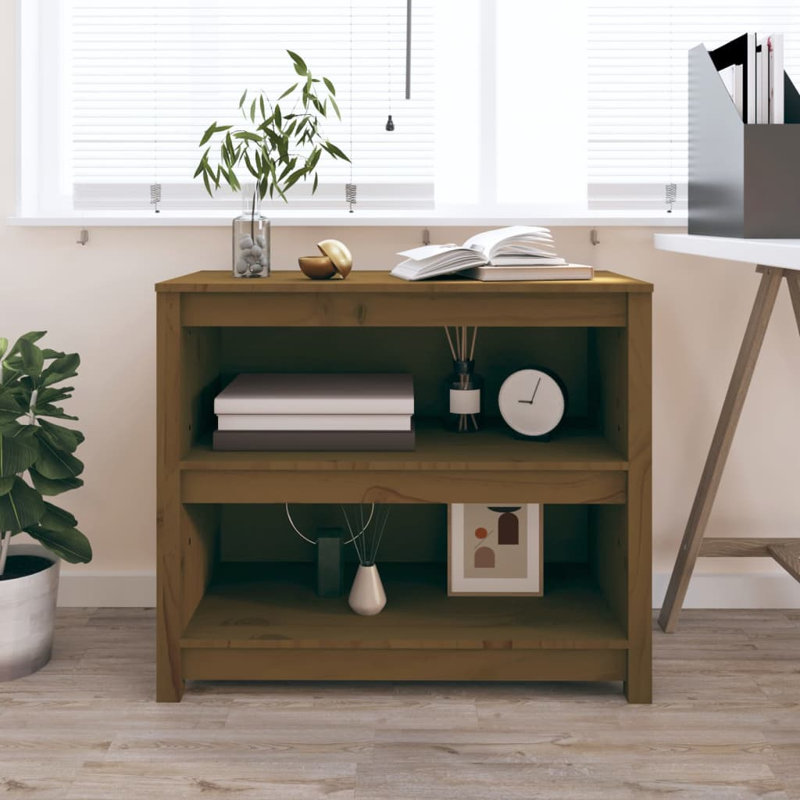 Cleta 68cm H Solid Wood Standard Bookcase, 68cm H x 80cm W x 35cm D, Honey Brown