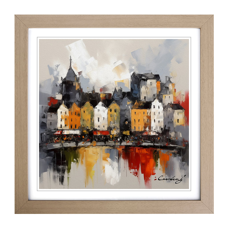 City Of Galway Gestural Art No.2 - Framed Print, Oak
