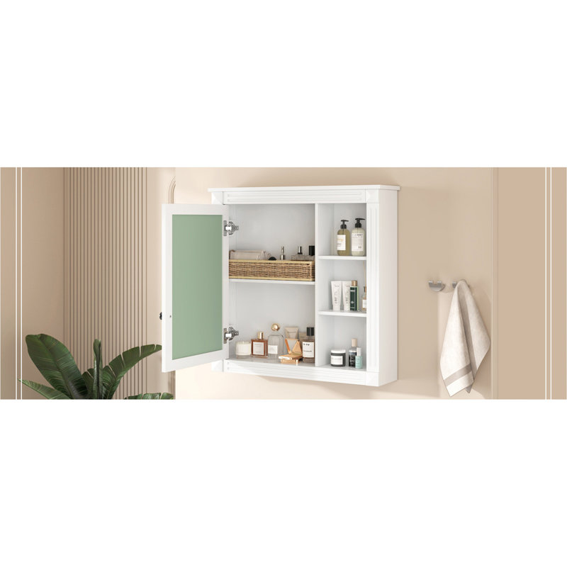 Armoire à pharmacie de salle de bain avec miroir, armoire à miroir murale avec organisateur de rangement, armoire de rangement blanche pour salle de bain