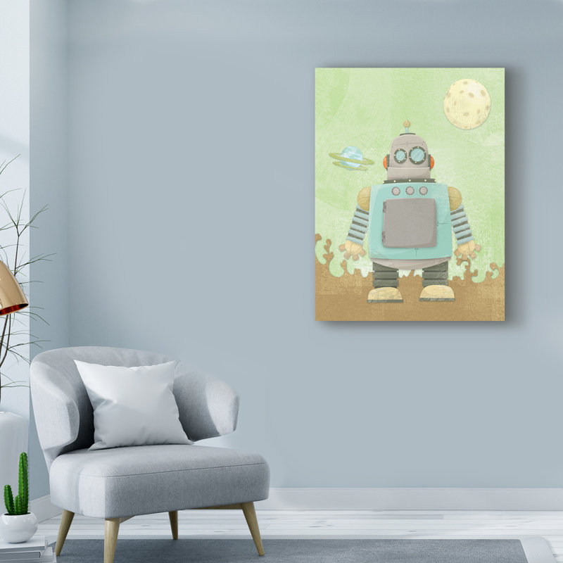 « kids robot », art sur toile, H 47 po x l 35 po x P 2 po