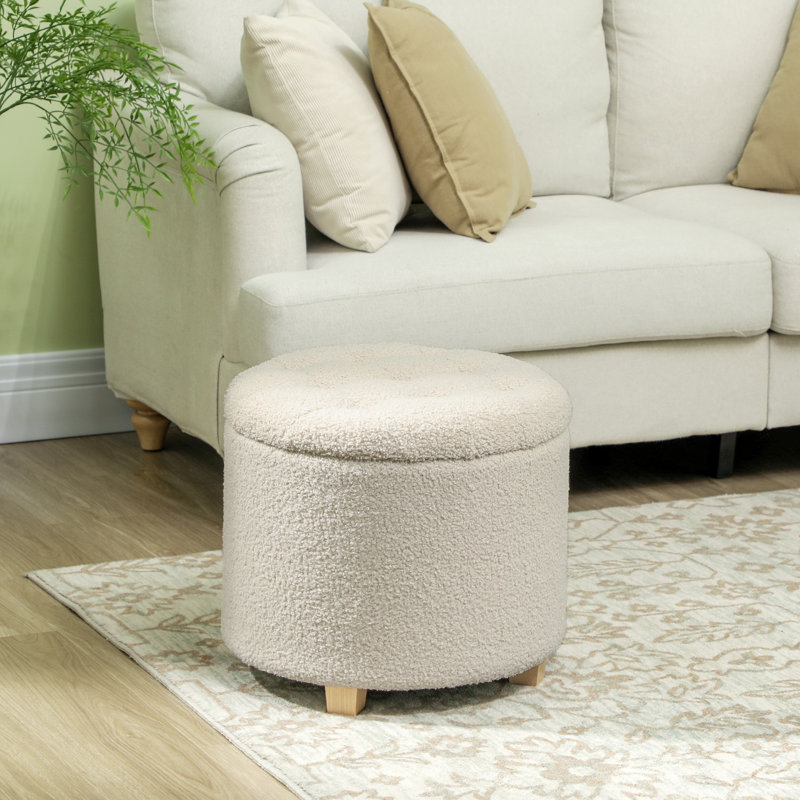 45cm Wide Tufted Solid Colour Footstool Ottoman