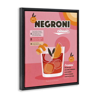 Retro Negroni Cocktail Recipe Floater Canvas Wall Art by Dominique Vari