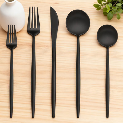 20-Piece Matte Stainless Steel Flatware Set For 4, Modern Cutlery Set With Forks, Spoons, And Knives, Heavy Duty Utensils, Dishwasher Safe
