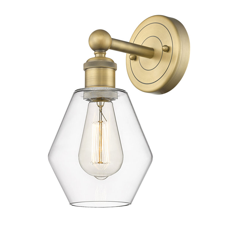 Amylea Armed Sconce, Clear, Brushed Brass