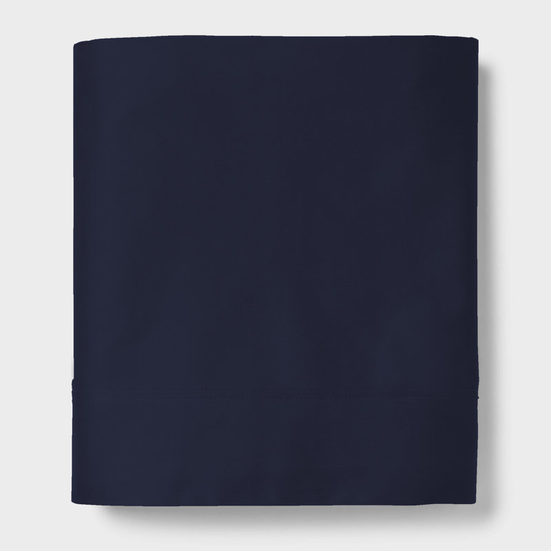 Navy Twin Cotton Percale Flat Sheet Set