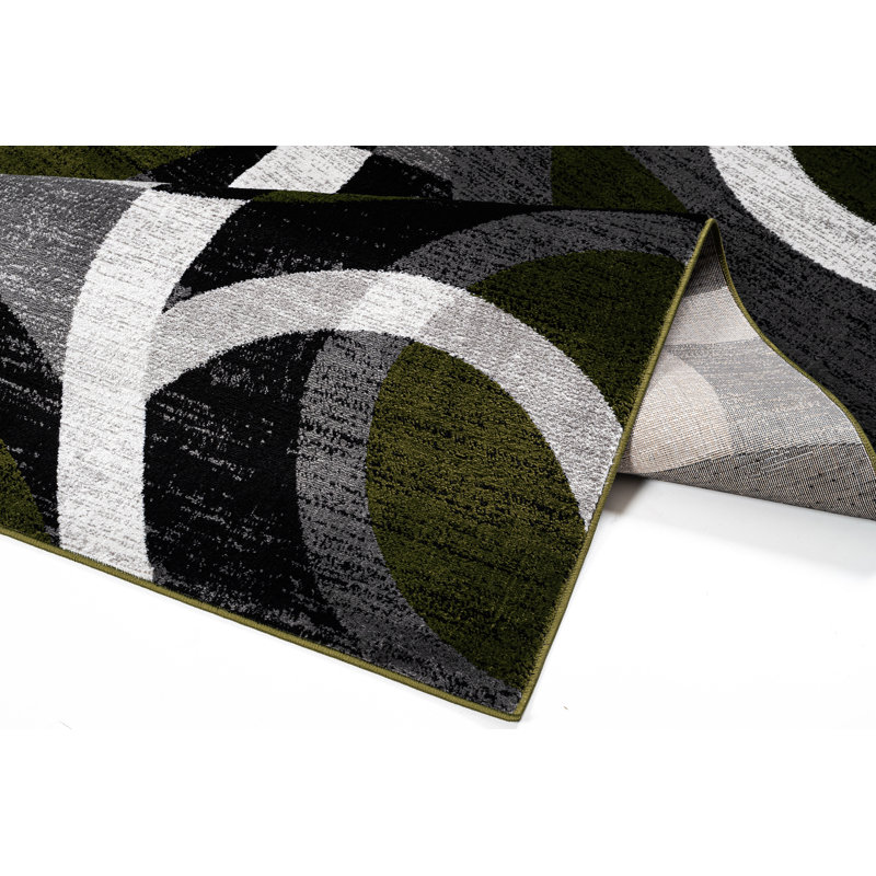 Abstract Area Rug, Rectangle 200 x 290 cm, Green