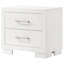 Table de chevet rectangulaire blanche à 2 tiroirs avec poignées en métal, chambre à coucher pour garder les choses soignées, esthétique propre et moderne, poignées de bar de 23 po x 15 po, organisateur, aspect classique, mélange de bois massif, 15 profondeurs