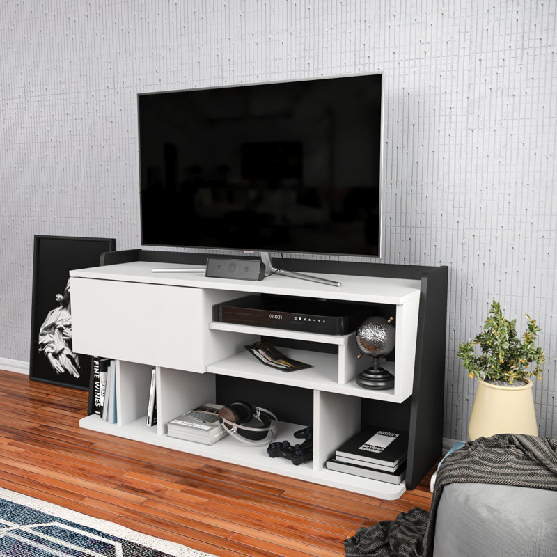 Knezevich 47" TV Stand for TVs up to 60", White/Black