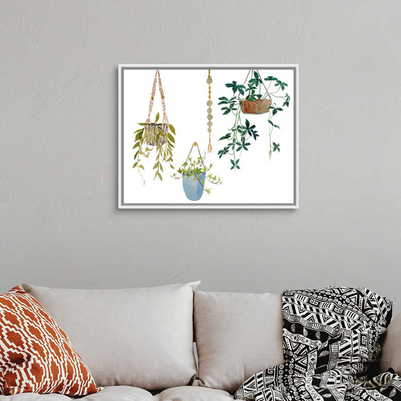 «Hanging Greens I», art mural sur toile, Toile avec cadre blanc, H 26 po x l 32 po