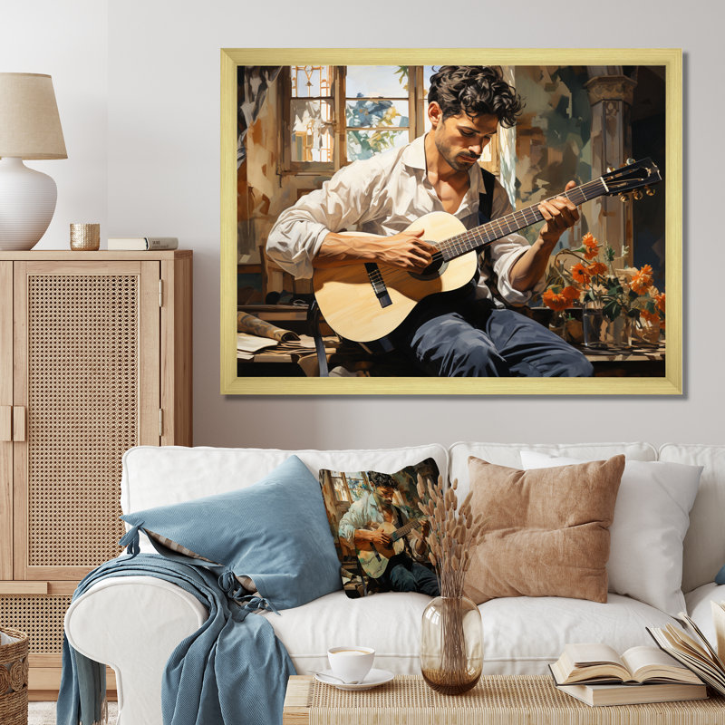 " Music Acoustic Serenade Gentle ", Cadre doré à une seule photo, H 24 po x l 32 po x P 1 po