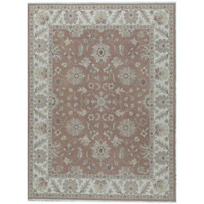 Wool Oriental Area Rug in Rust/Ivory