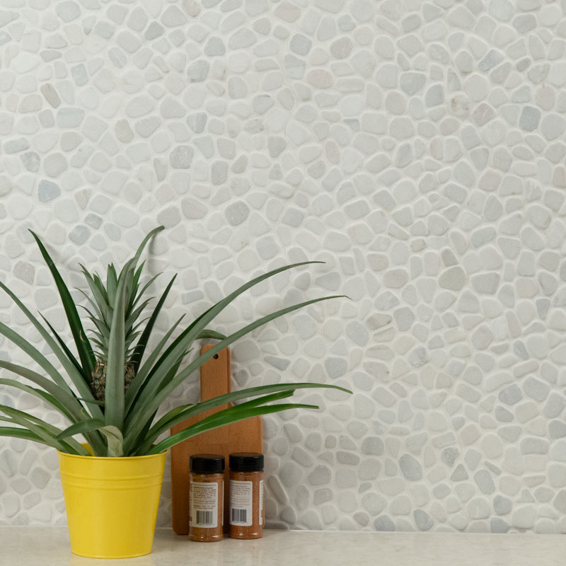 Marvella Pebble 12 in. x 12 in. Natural stone Mosaic Floor and Wall Tile, Gravelle