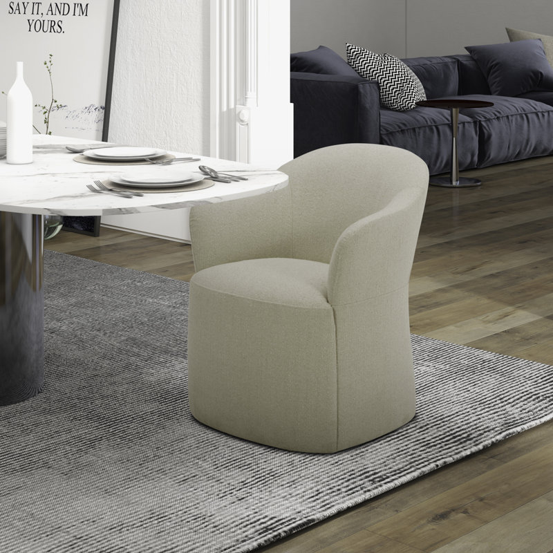 Idrees Accent Dining Chair W/ Casters, Tan