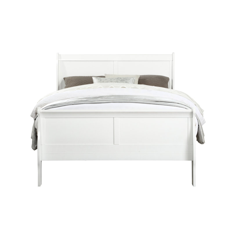 Lit simple blanc éblouissant - Fabriqué en pin massif pour une chambre à coucher élégante et chic