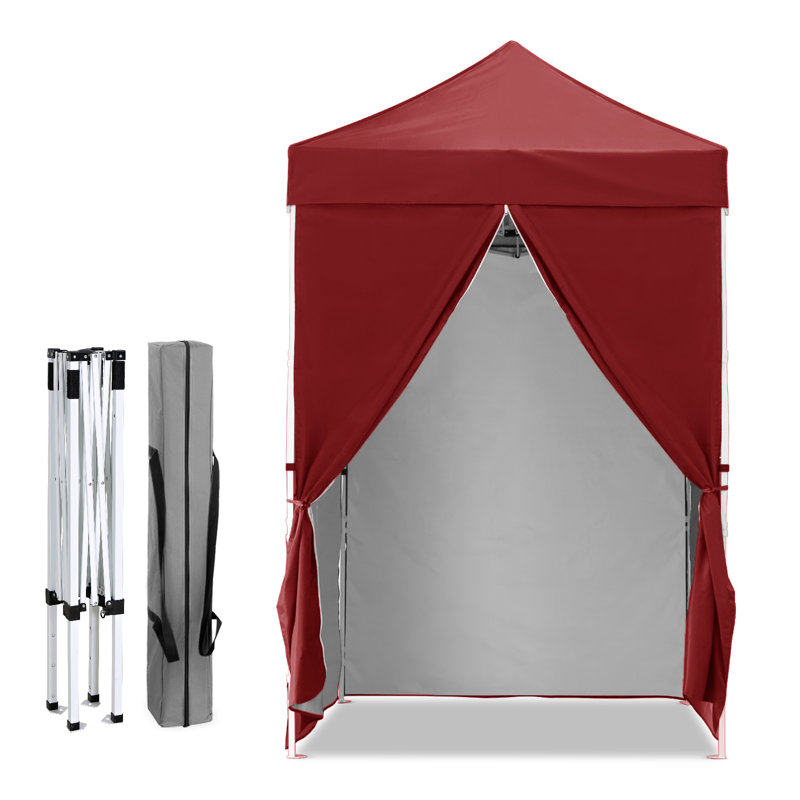5 Ft. W x 5 Ft. D Outdoor Pop Up Steel Canopy Portable Tent with 4 Sidewalls, Burgundy