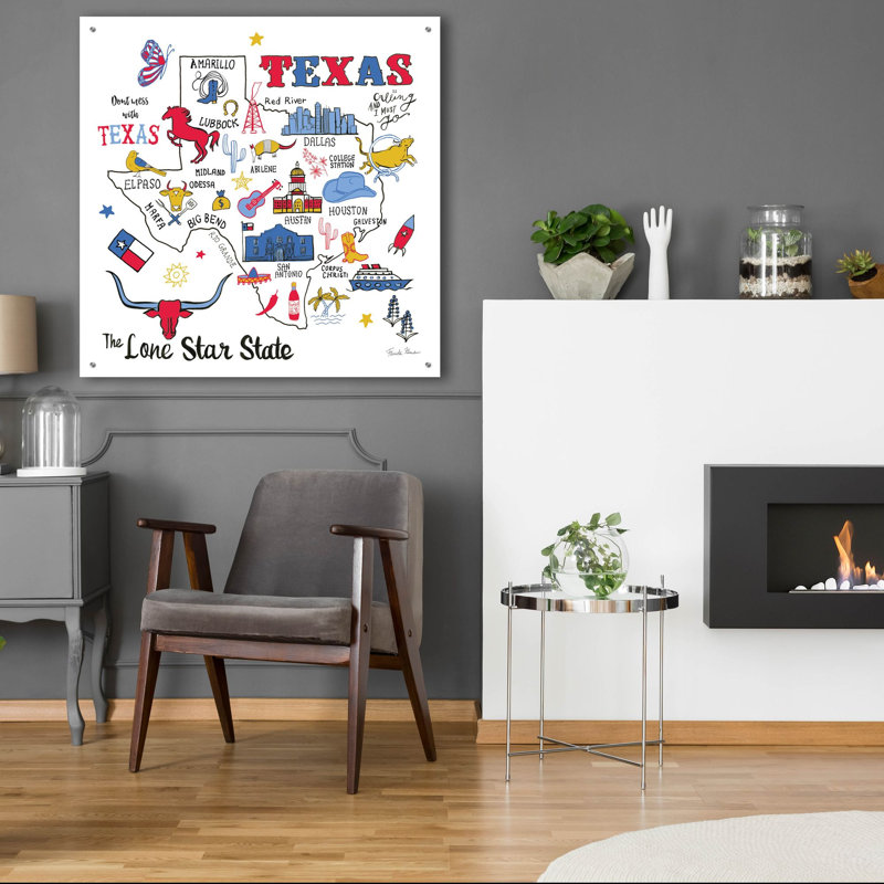  «Texas» par Farida Zaman, art mural en verre acrylique, 36 po x 36 po, H 36 po x l 36 po