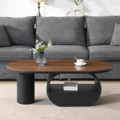 Table basse de luxe industrielle 46,23 po, tiroir de rangement et table centrale en métal noir pour espace de vie, pièce à installation rapide stable, assemblage