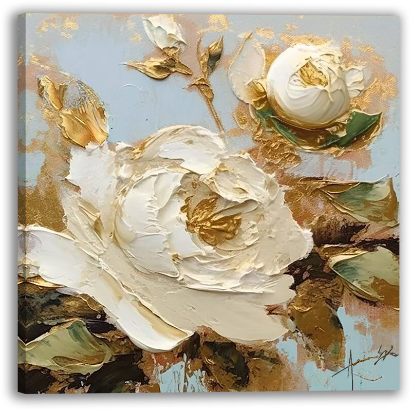 Impression sur toile Elegant White Rose, H 40 po x l 40 po x P 1,5 po