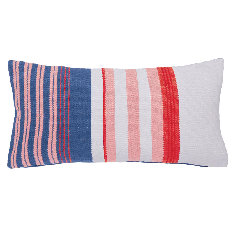 Polyester Striped Rectangular Lumbar Cushion with Filling