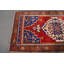 Grand tapis turc antique en laine fait à la main pour un salon douillet, décor rouge vif et bleu bleu / rouge